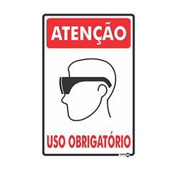 PLACA ATENÇÃO ÓCULOS USO OBRIGATÓRIO 20X30X0,80