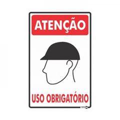 PLACA ATENÇÃO CAPACETE USO OBRIGATÓRIO 20X30X0,80