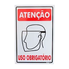 PLACA ATENÇÃO PROTEÇÃO FACIAL USO OBRIGATÓRIO 20X30X0,80