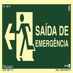 PLACA FOTOLUMINOSA ROTA DE FUGA SAÍDA ESQUERDA 25X15X00