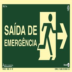 PLACA FOTOLUMINOSA ROTA DE FUGA SAÍDA DIREITA 25X15X00