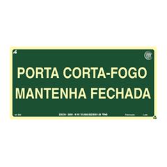 PLACA FOTOLUMINOSA PORTA CORTA-FOGO MANTENHA FECHADA 25X15X00