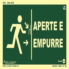 PLACA FOTOLUMINOSA APERTE E EMPURRE 25X15X00