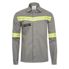 CAMISA ELETRICISTA NR10 RISCO II CINZA TAM. GG REFLETIVO VERDE CA 44108