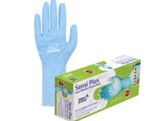 LUVA NITRÍLICA DESCARTAVEL SENSI PLUS AZUL TAM. M/8 CA 47448