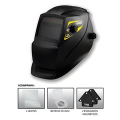 MÁSCARA DE SOLDA KAB SOLAR COM 2 ESQUADROS + 2 LENTES + 1 BATERIA