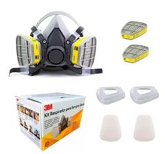 KIT RESPIRADOR 6200 3M CARTUCHO 6003 FILTRO 5N11 E RETENTOR 501